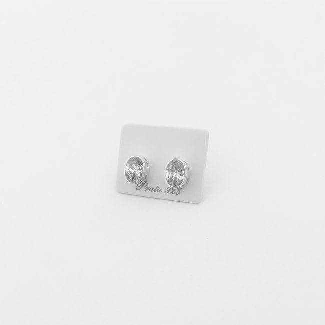 Brinco de Zircônia Cristal Oval