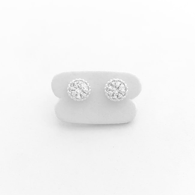 Brinco de Zircônia Cristal Redonda