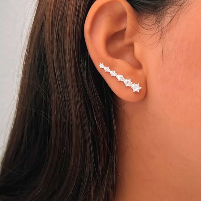 Brinco Ear Cuff com Zircônias