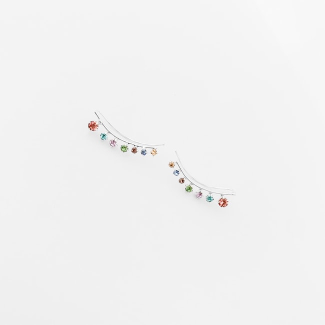 Brinco Ear Cuff com Zircônias Coloridas