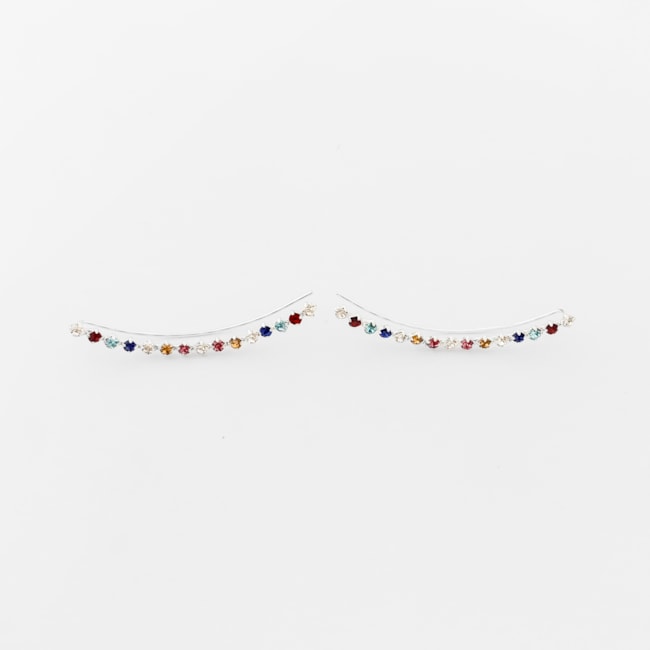 Brinco Ear Cuff com Zircônias Coloridas