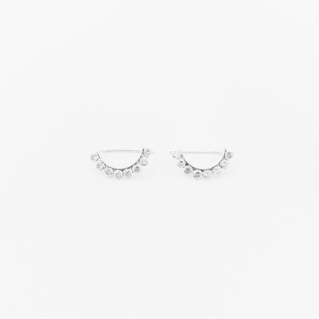 Brinco Ear Cuff  Curvado com Zircônias Redondas