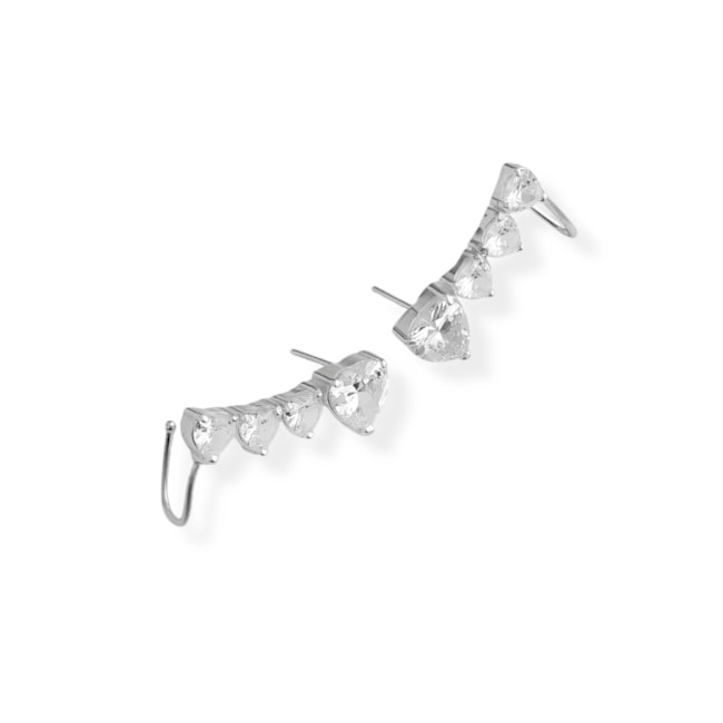 Brinco Ear Cuff de Coração com Zircônia