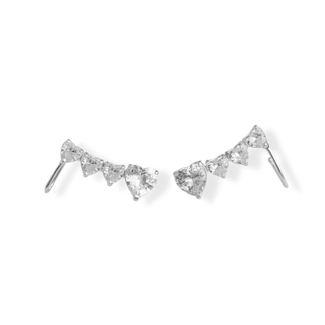 Brinco Ear Cuff de Coração com Zircônia