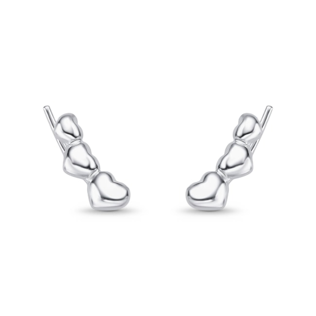 Brinco Ear Cuff de Corações Liso