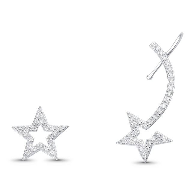 Brinco Ear Cuff de Estrela Cravejado com Zircônias