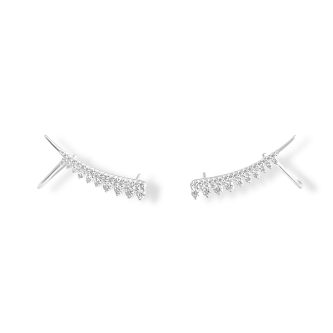 Brinco Ear Cuff Trabalhado com Zircônias Brancas