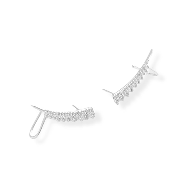 Brinco Ear Cuff Trabalhado com Zircônias Brancas