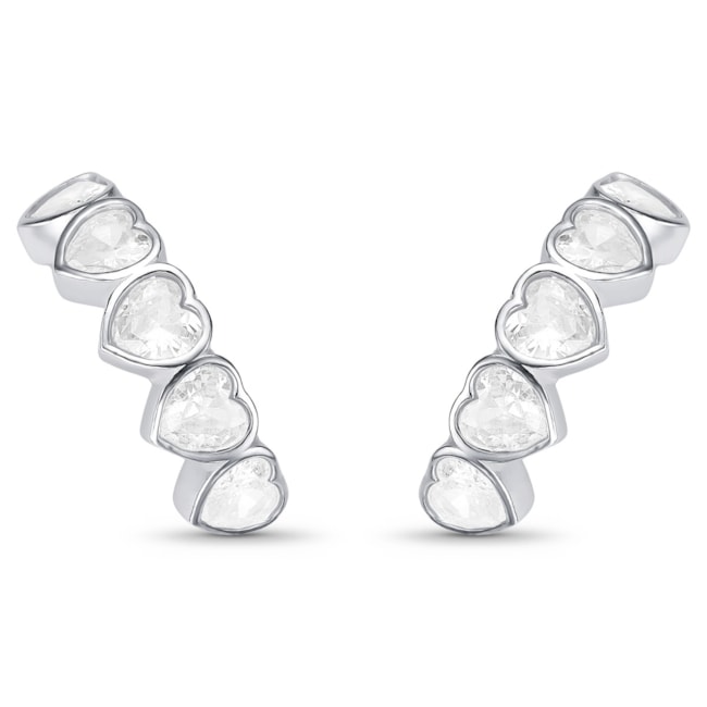 Brinco Ear Hook de Coração com Zircônia Cristal 