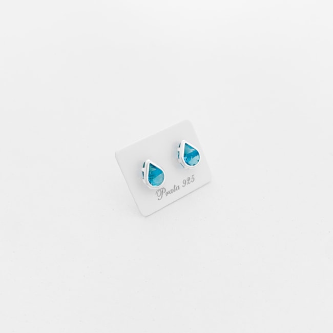 Brinco em Gota de Zircônia Azul