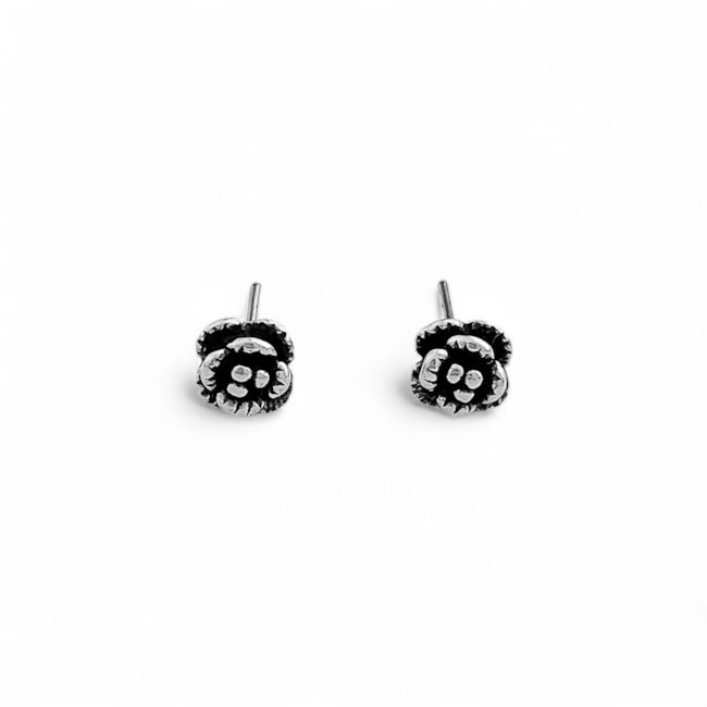 Brinco Envelhecido Botão de Rosa 