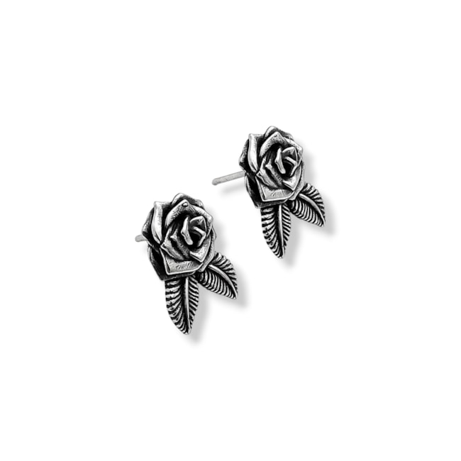 BRINCO ENVELHECIDO DE ROSA COM FOLHAS TRABALHADAS
