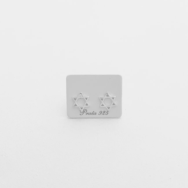 Brinco Estrela de Davi Liso Vazado 