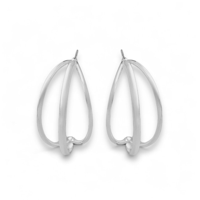 Brinco Geométrico Curvado Triplo