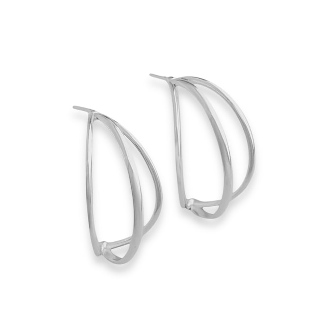 Brinco Geométrico Curvado Triplo