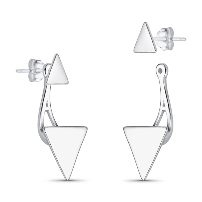 Brinco Geométrico Ear Jacket com Dois Triângulos 