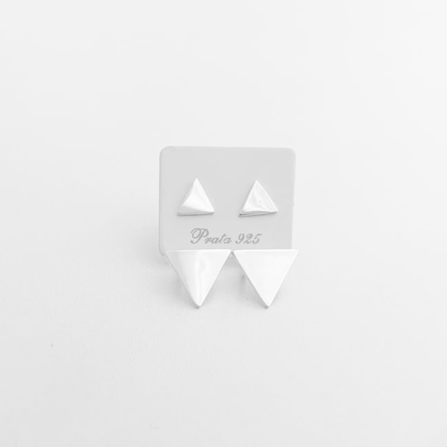 Brinco Geométrico Ear Jacket com Dois Triângulos 