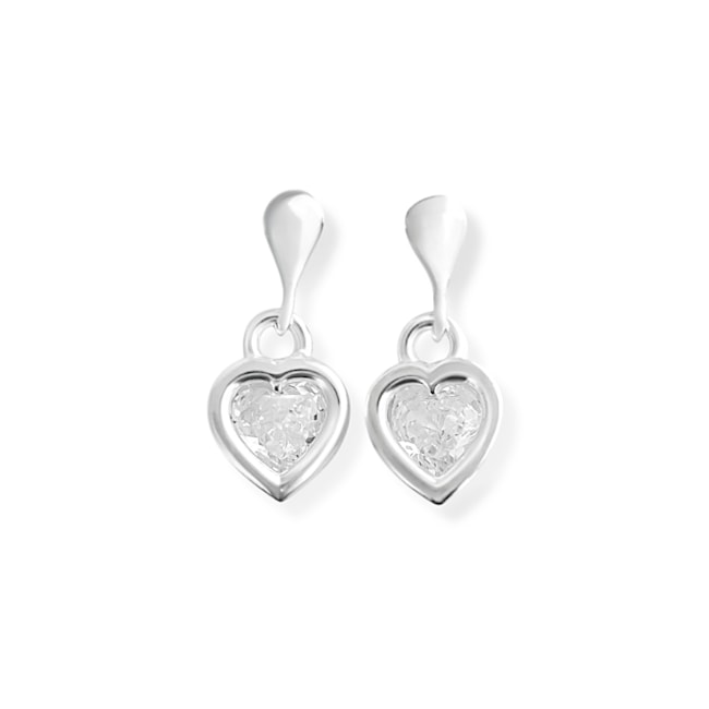 Brinco Gota com Zircônia de Coração