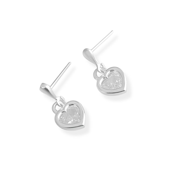 Brinco Gota com Zircônia de Coração