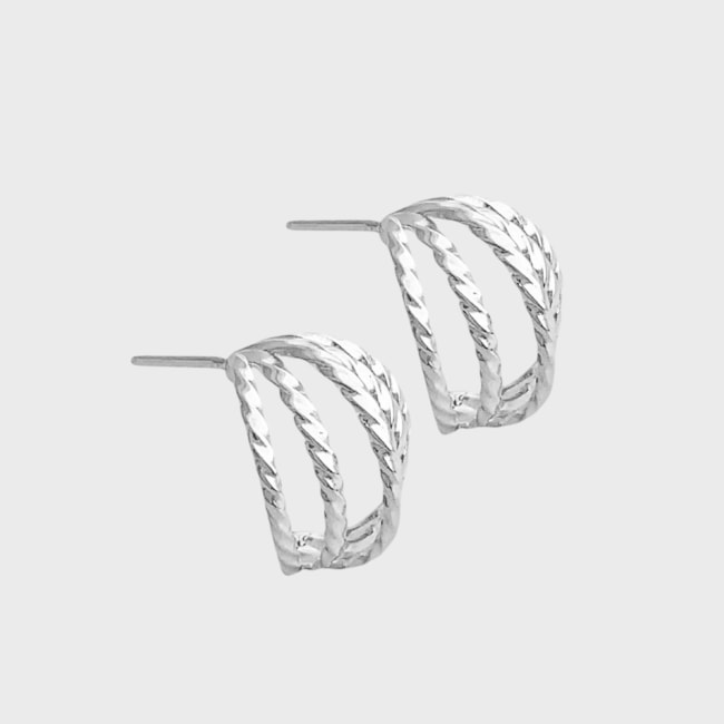 Brinco Meia Argola com Cinco Aros Torcido 