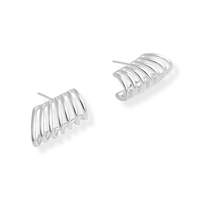 Brinco Meia Argola com Fios Liso