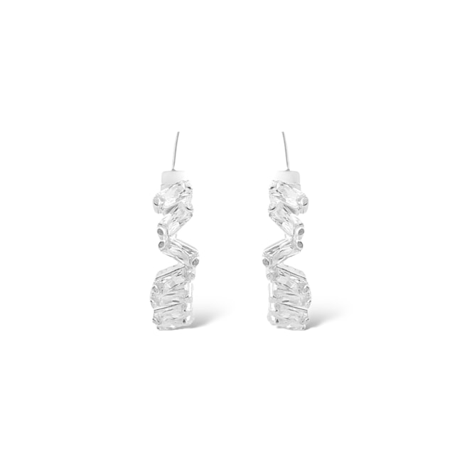 Brinco Meia Argola com Zircônia Cristal 