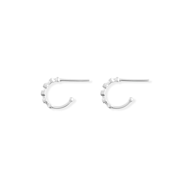 Brinco Meia Argola Pequeno com Zircônias Cravejadas