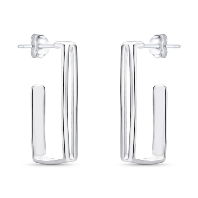 Brinco Meia Argola Retangular Vazada