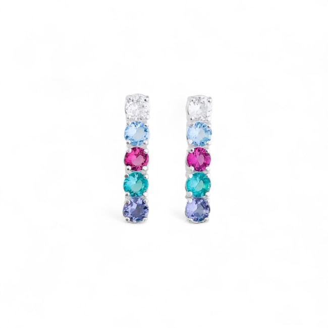 Brinco Palito com Zircônias Coloridas