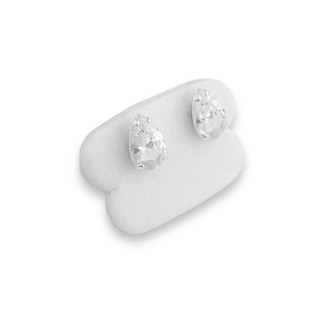 Brinco Ponto de Luz de Gota com Zircônia Cristal 