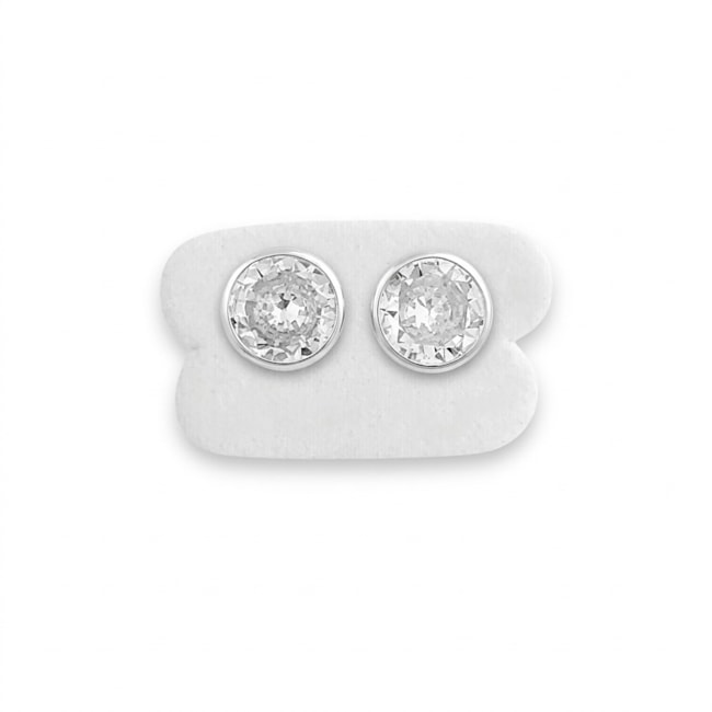 Brinco Ponto de Luz em Zircônia Cristal - 8mm