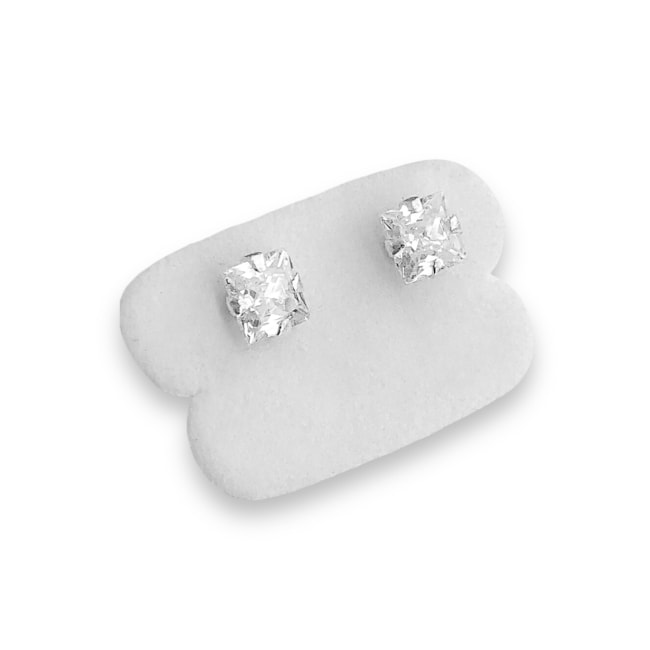 Brinco Quadrado com Zircônia Cristal - 4mm