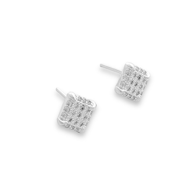 Brinco Quadrado Cravejado com Zircônias