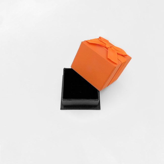 Caixa Luxo com Laço Laranja para Anel - 5x5