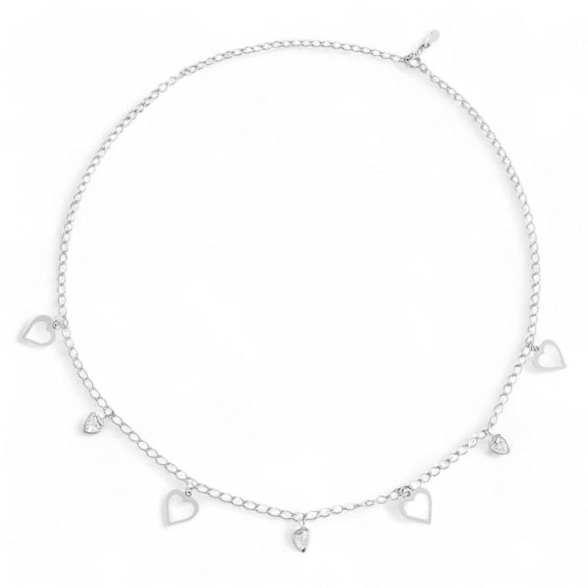Choker com Coração Vazado e Zircônia - 35cm 