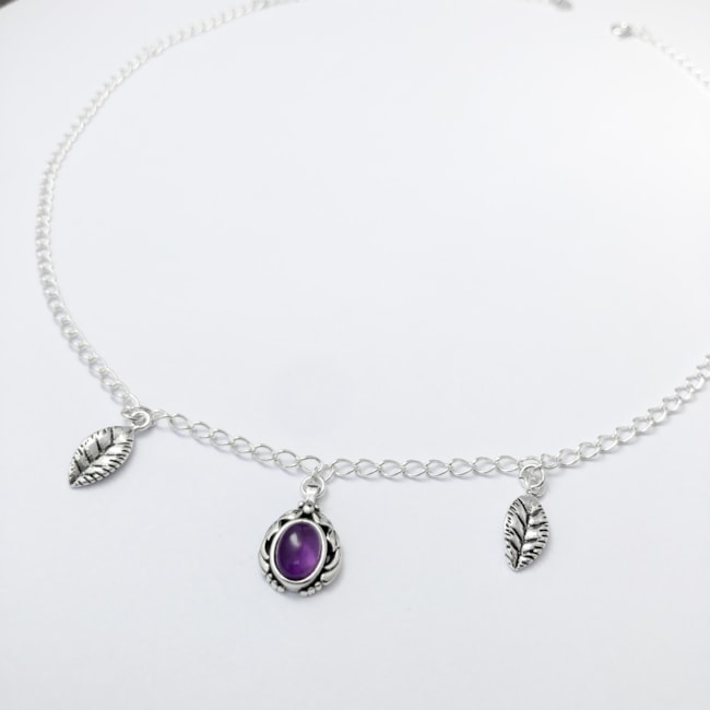 Choker de Folha com Ametista - 35cm