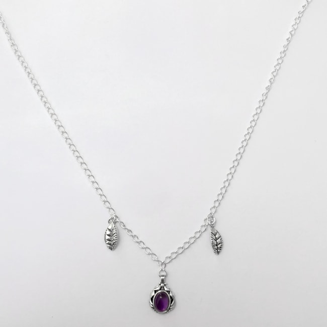 Choker de Folha com Ametista - 35cm