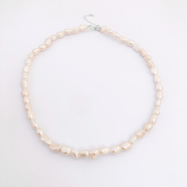 Choker de Pérolas Amassada com Extensor - 35cm