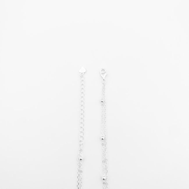 Choker Dupla com Bolinhas e Zircônias  - 35cm