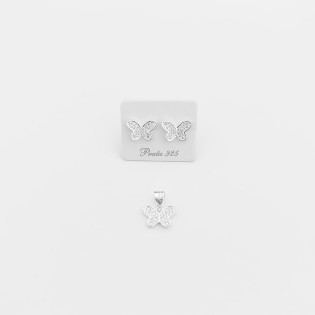 Conjunto de Borbeleta Cravejado com Zircônias