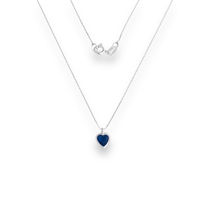 Conjunto de Coração com Zircônia Azul Marinho - 40cm