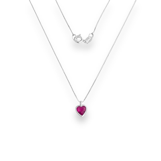 Conjunto de Coração com Zircônia Cereja - 40cm