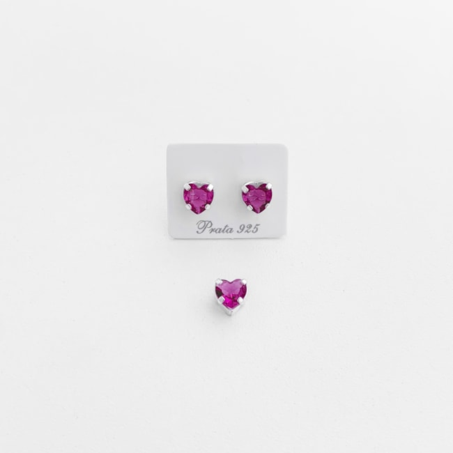 Conjunto de Coração com Zircônia Rosa Conjunto de Coração com Zircônia Rosa