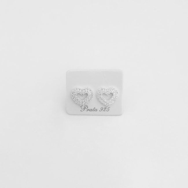 Conjunto de Coração Cravejado com Zircônias
