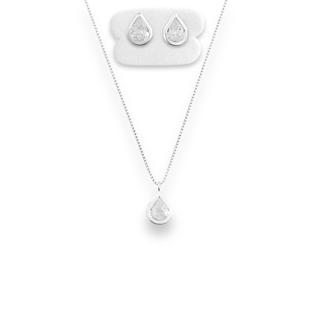 Conjunto De Gota com Zircônia Cristal - 40cm