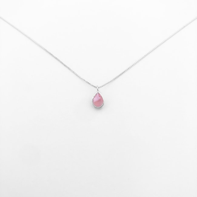 Conjunto de Gota com Zircônia Rosa 