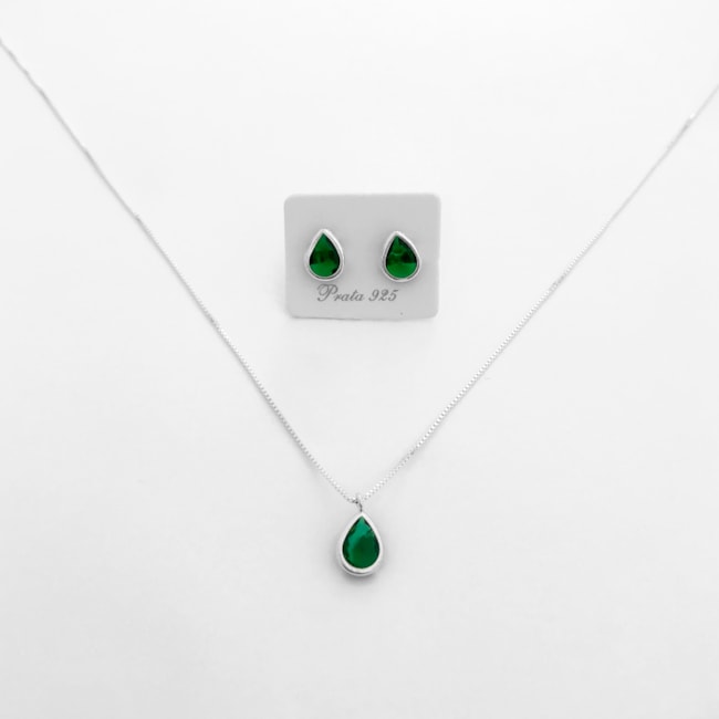 Conjunto de Gota em Zircônia Verde 