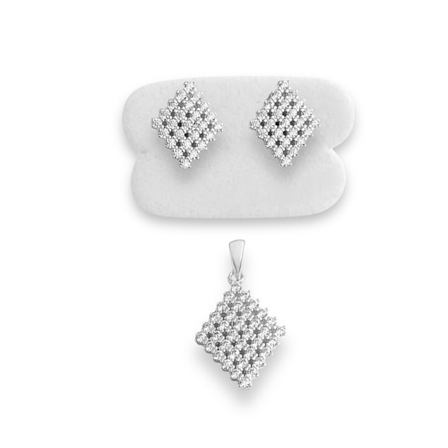 Conjunto Losango Cravejado com Zircônias