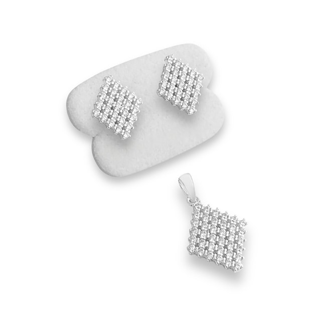Conjunto Losango Cravejado com Zircônias