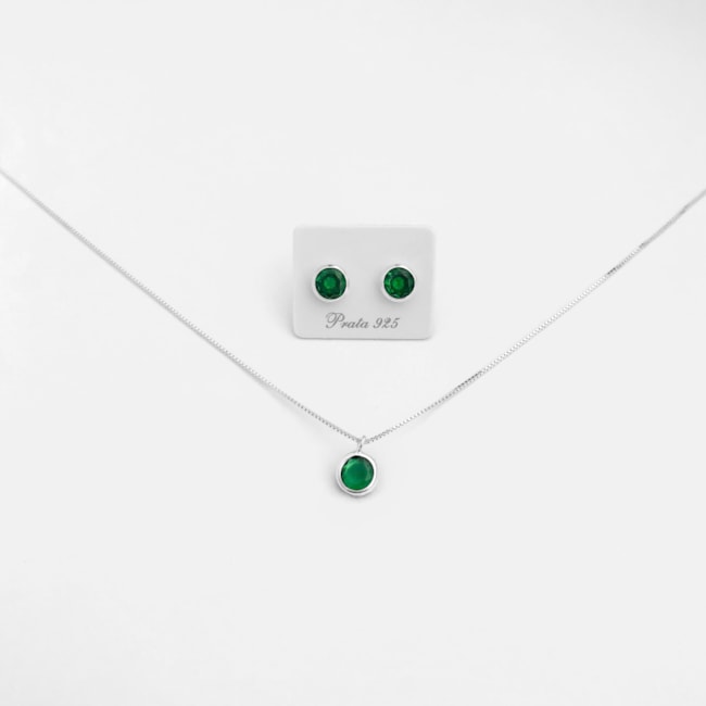 Conjunto Redondo com Zircônia Verde